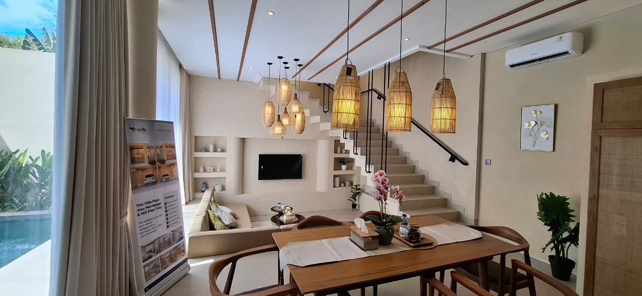 Jimbaran Hill show unit — living room and staircase